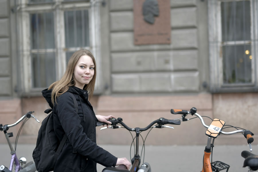 Woman with a bicycle