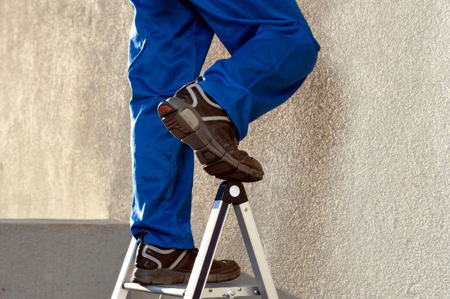 Feet on a stepladder