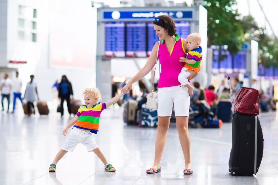 A mother on holiday with her child