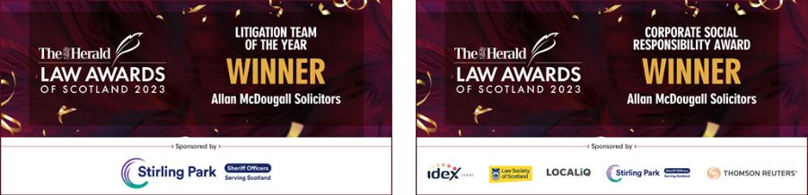Allan McDougall - double award winners at The Herald Law Awards of Scotland 2023