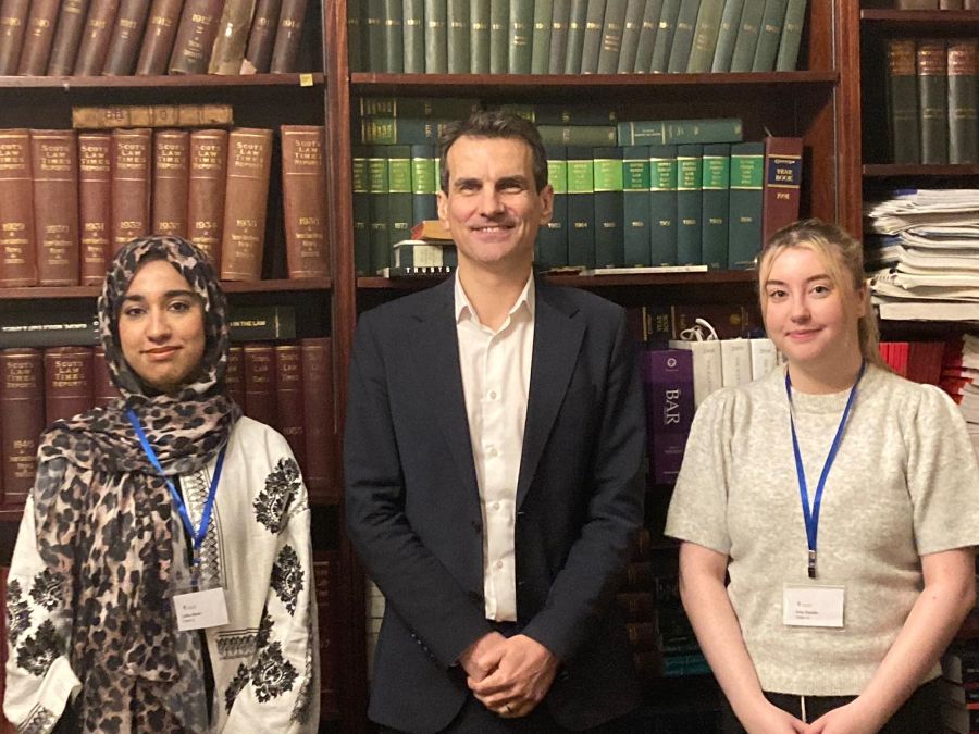 Our partner Stephen Irvine with two Lawscot Foundation students during the most recent Lawscot Challenge.