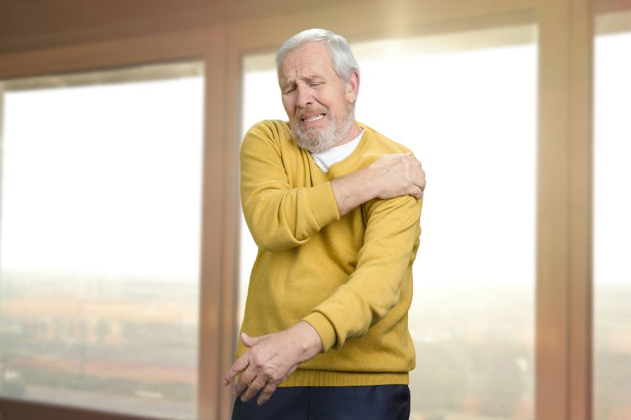 Retired man with back pain