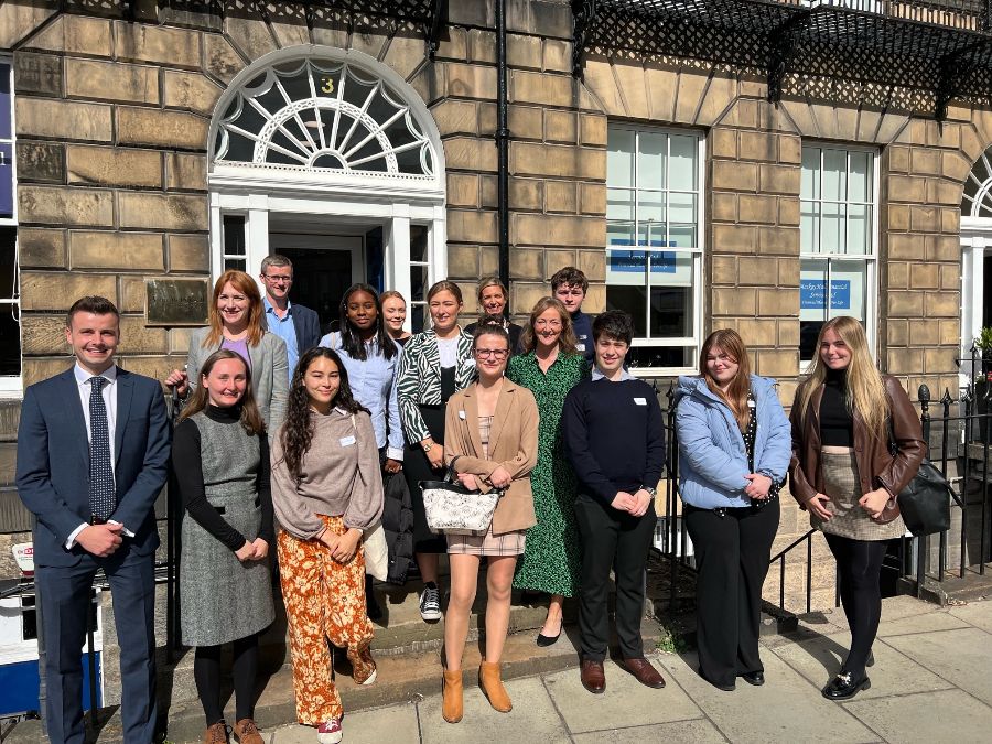 Some of the Allan McDougall Solicitors team welcoming Lawscot Foundation’s Darren Kerr and the new 2022 intake of scholars to our offices. Milly Berndes-Cade of the Lawscot Foundation also joined us, but is not pictured.